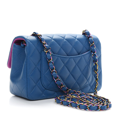 Chanel Lambskin Quilted Mini Rectangular Flap Blue Purple 3 of 9