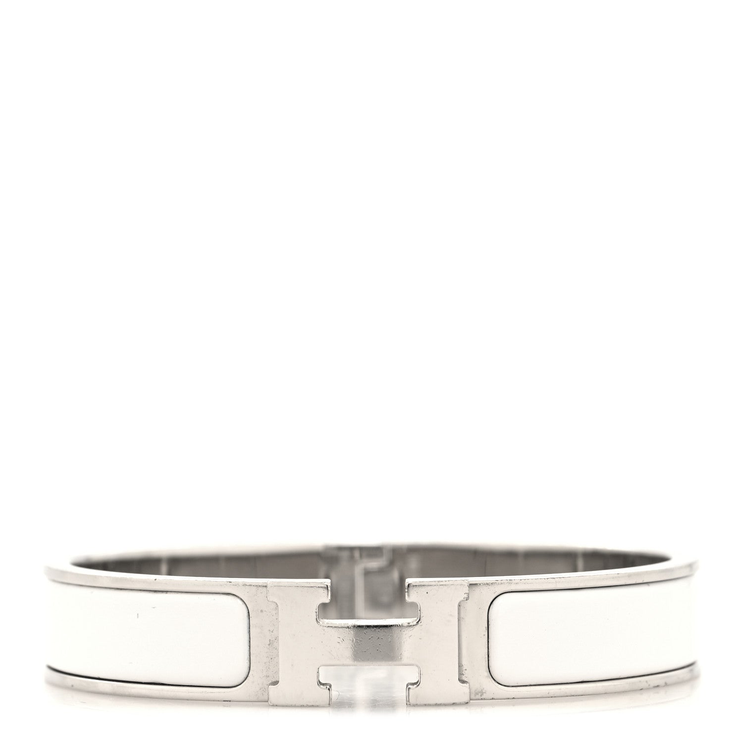 Hermes Enamel Narrow Clic Clac H Bracelet GM White 1 of 4