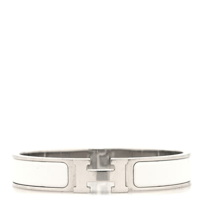 Hermes Enamel Narrow Clic Clac H Bracelet GM White 1 of 4