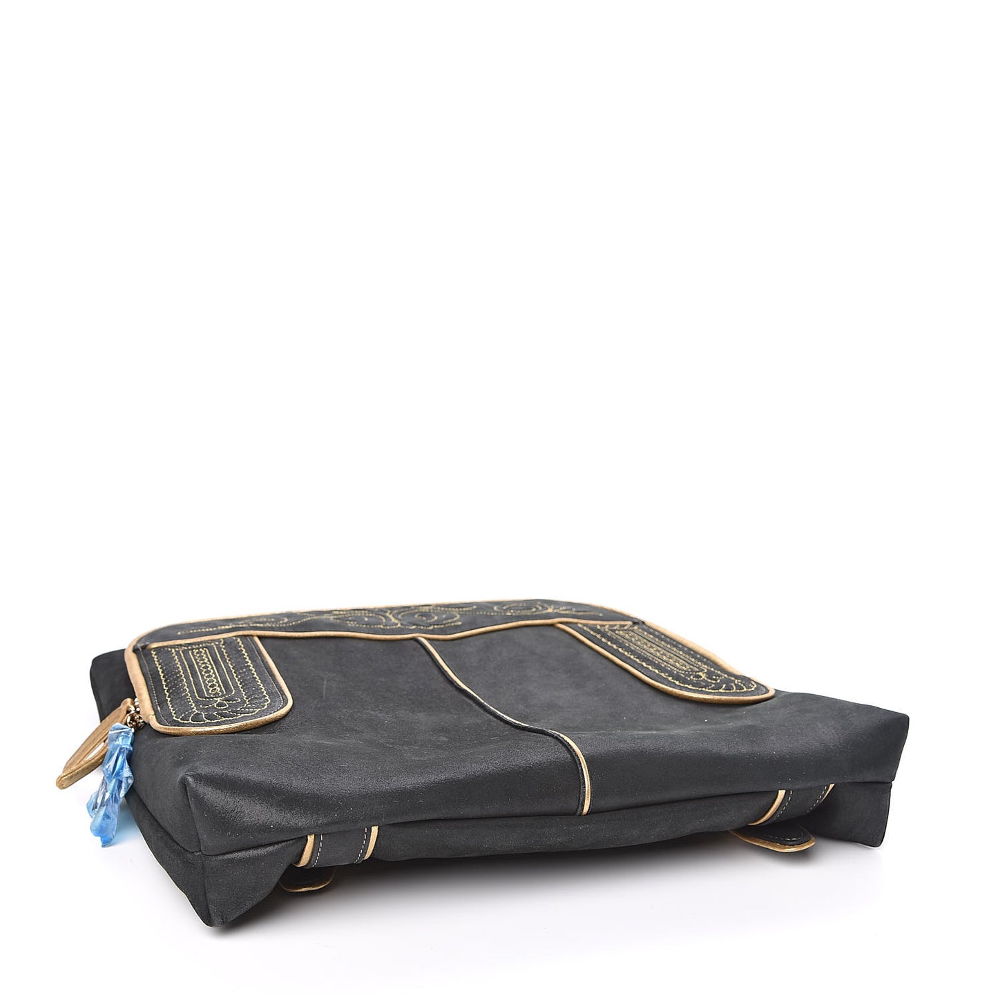 Iridescent Calfskin Embroidered Paris Salzburg Hunting Backpack Black