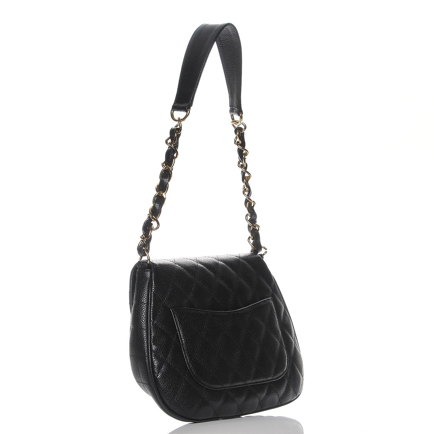Caviar Quilted Flap Shoulder Bag Black