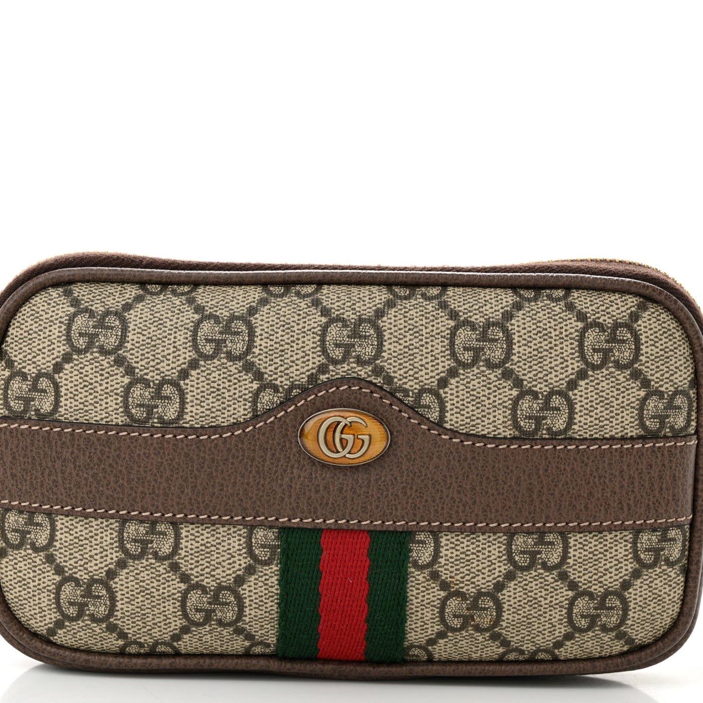 GG Supreme Monogram Ophidia Belted iPhone Case 95 38 Dark Brown