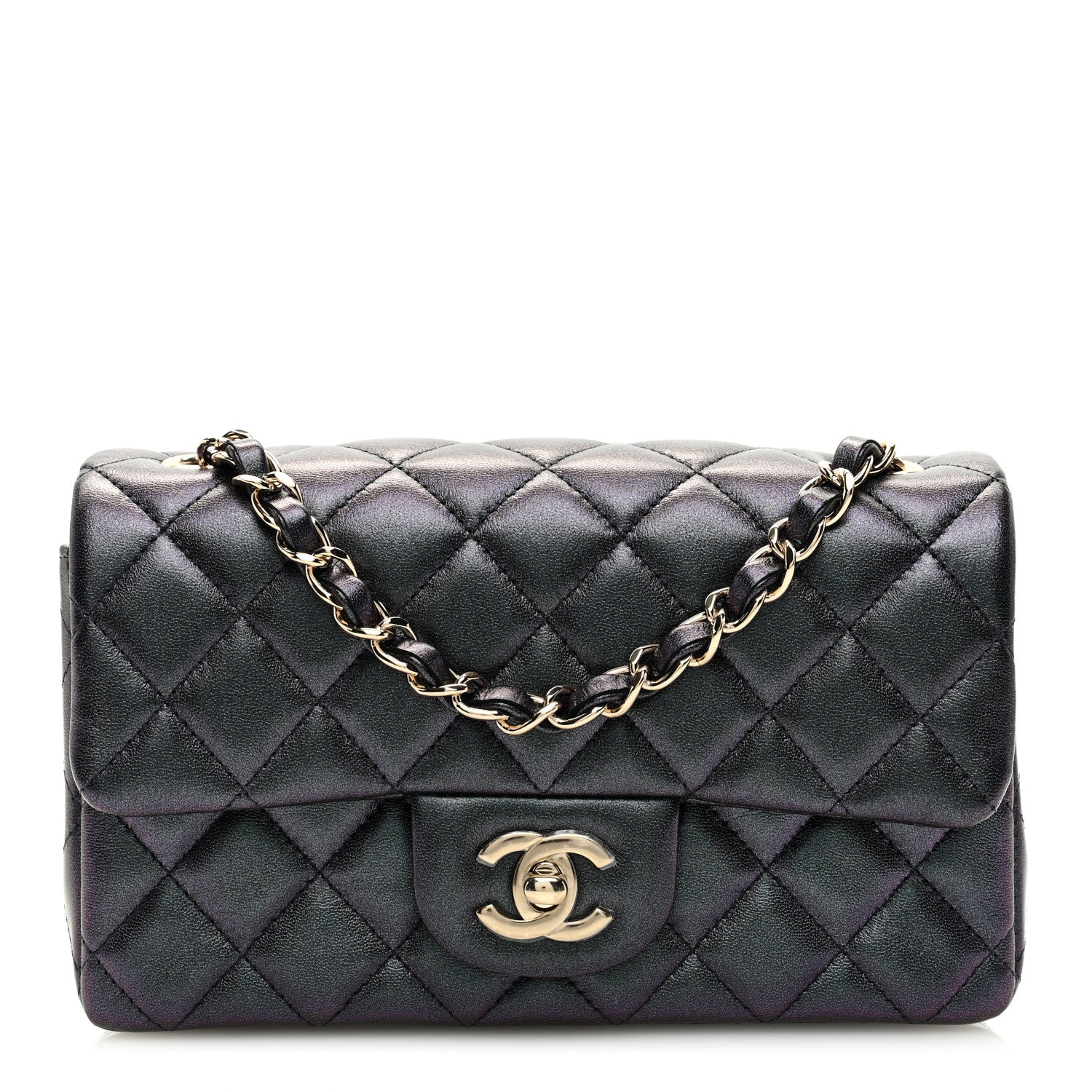 Chanel Iridescent Lambskin Quilted Mini Rectangular Flap Black 1 of 10