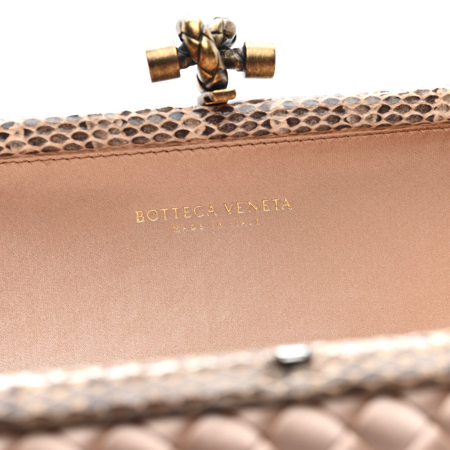 Bottega Veneta Satin Ayers Intrecciato Stretch Knot Clutch Nude 6 of 6