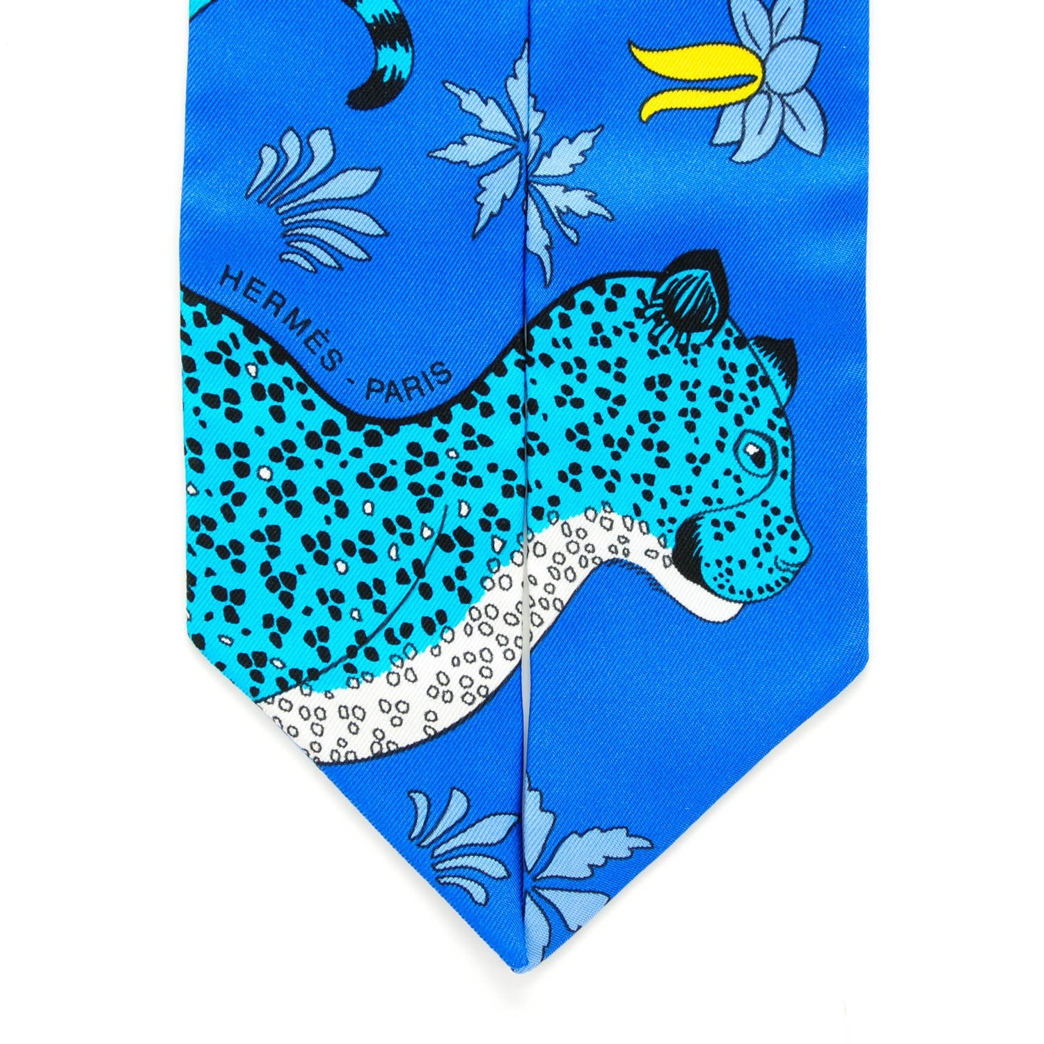 Hermes Silk Les Leopards Twilly Bleu Royal Turquoise Ciel 5 of 6
