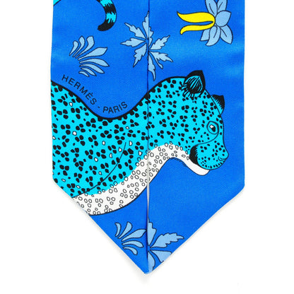 Hermes Silk Les Leopards Twilly Bleu Royal Turquoise Ciel 5 of 6