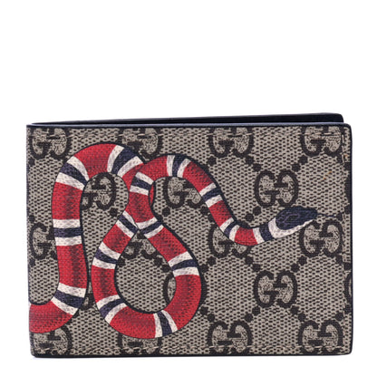 Gucci GG Supreme Monogram Kingsnake Bi-Fold Wallet Beige 1 of 5
