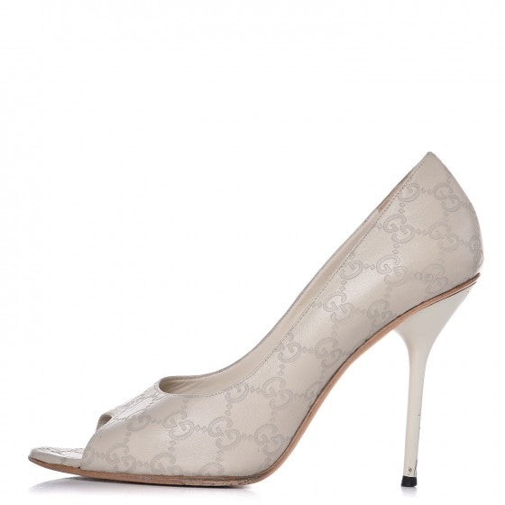 Gucci Guccissima Peep Toe Pumps 40.5 White 1 of 11