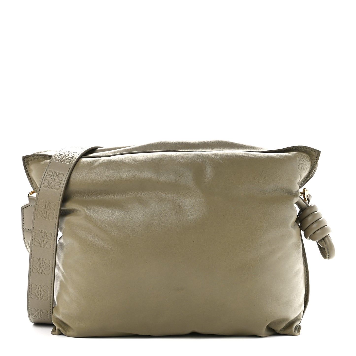 Shiny Nappa Lambskin Puffer Flamenco Knot Clutch Clay Green