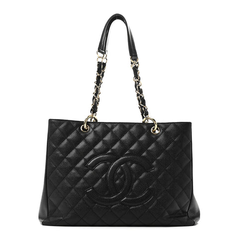 Caviar Quilted Grand Shopping Tote GST Black