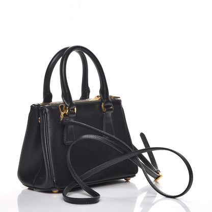 Prada Saffiano Lux Mini Galleria Double Zip Tote Black 5 of 11