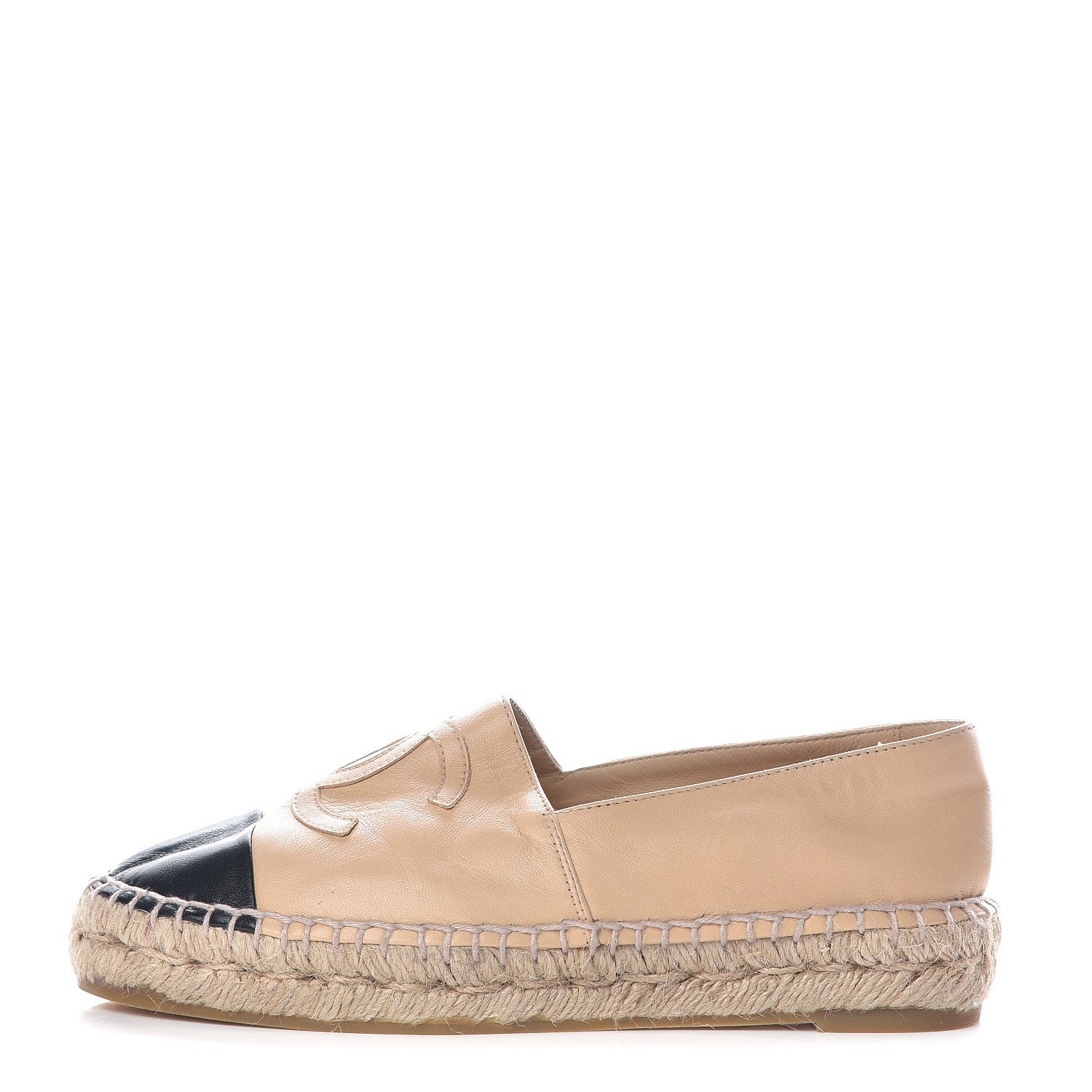 Chanel Lambskin CC Espadrilles 35 Beige Black 1 of 9