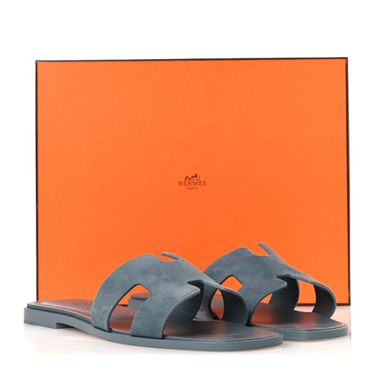 Hermes Suede Goatskin Oran Sandals 39 Bleu Tonnerre 39 Bleu Tonnerre 12 of 12