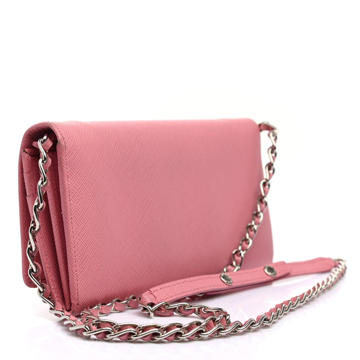 Saffiano Metal Oro Chain Wallet Begonia