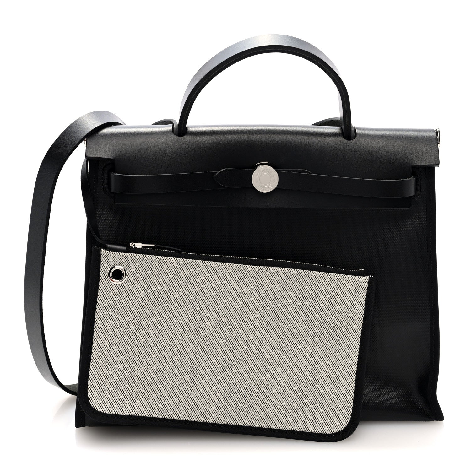 Hermes Toile H Berline Vache Hunter Herbag Zip PM 31 Black Ecru 3 of 12