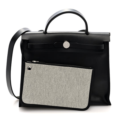 Hermes Toile H Berline Vache Hunter Herbag Zip PM 31 Black Ecru 3 of 12