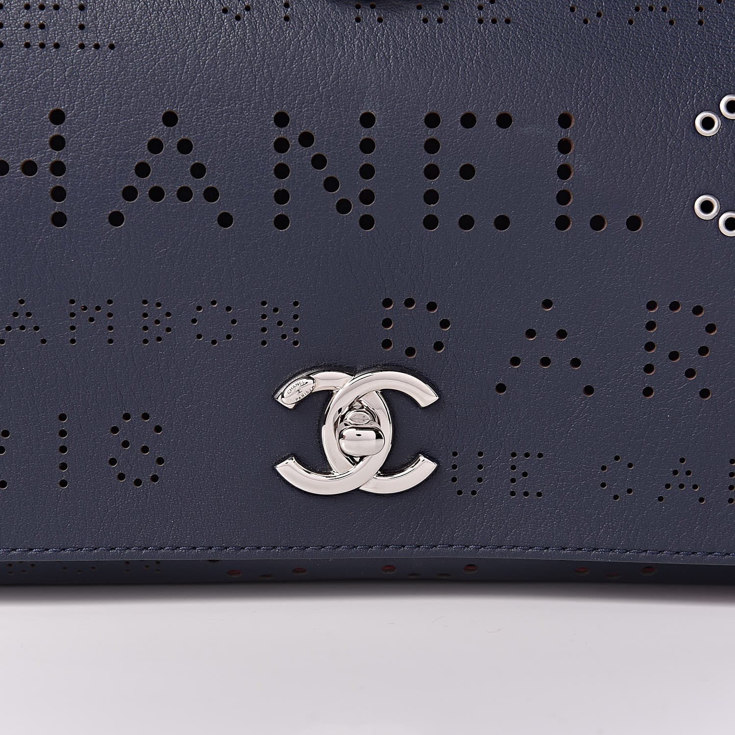Chanel Calfskin Tweed Eyelet Flap Bag Navy 13 of 14