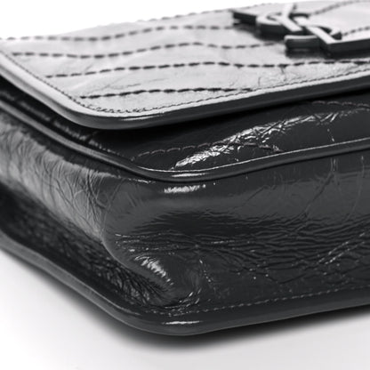 Saint Laurent Crinkled Calfskin Matelasse Monogram Niki Chain Wallet Fog 10 of 13