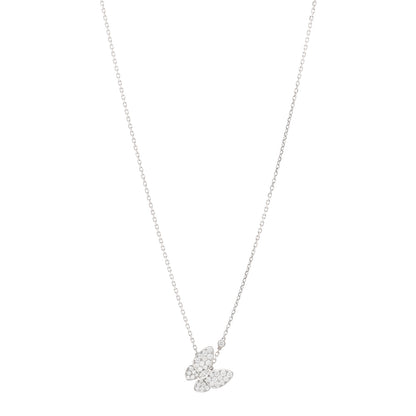 Van Cleef & Arpels 18K White Gold Diamond Two Butterfly Pendant Necklace 1 of 6