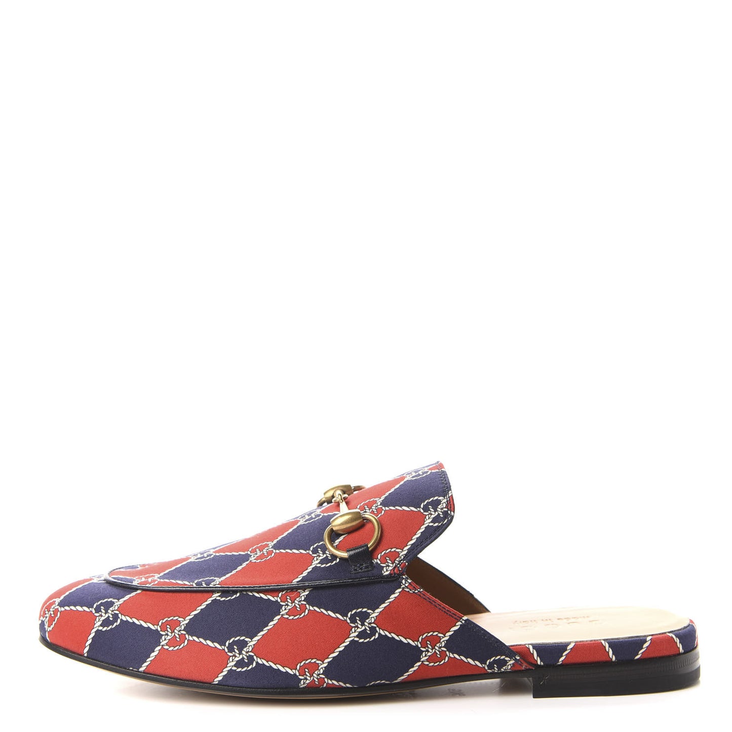 Mini GG Rhombus Chain Mens Princetown Slippers 5.5 Royal Bleuett Red