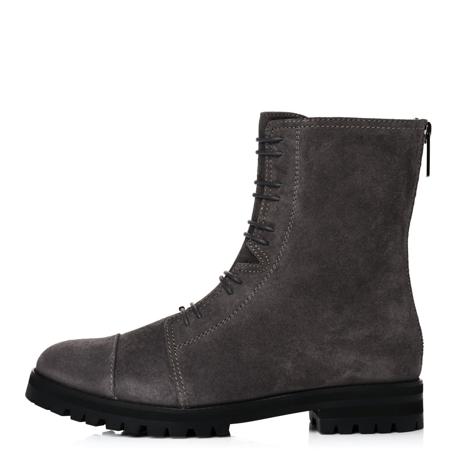 Jimmy Choo Suede Piper Combat Boots 38 Dark Grey 1 of 12