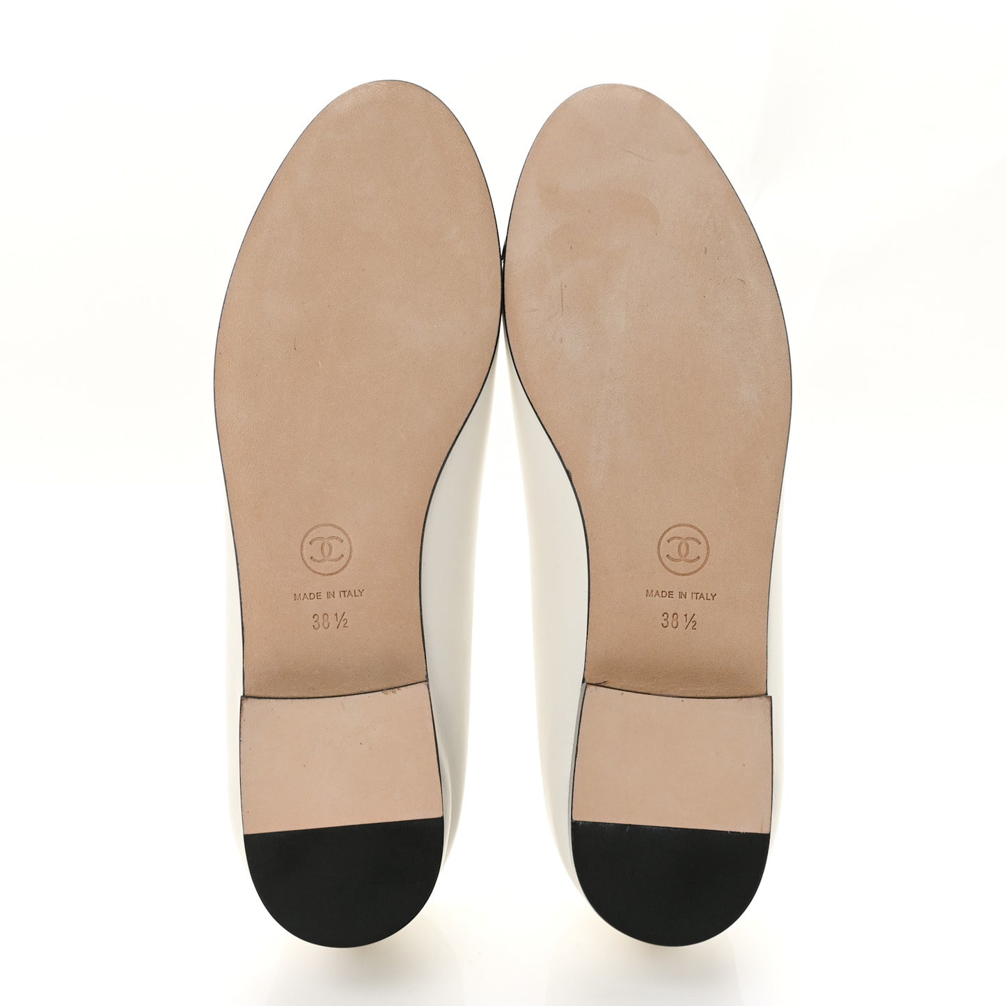 Lambskin Cap Toe CC Ballerina Flats 38.5 White Black