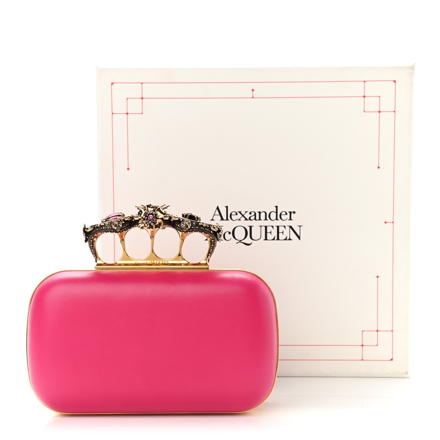 Alexander McQueen Nappa Butterfly Knuckle Duster Box Clutch Orchid Pink 11 of 11