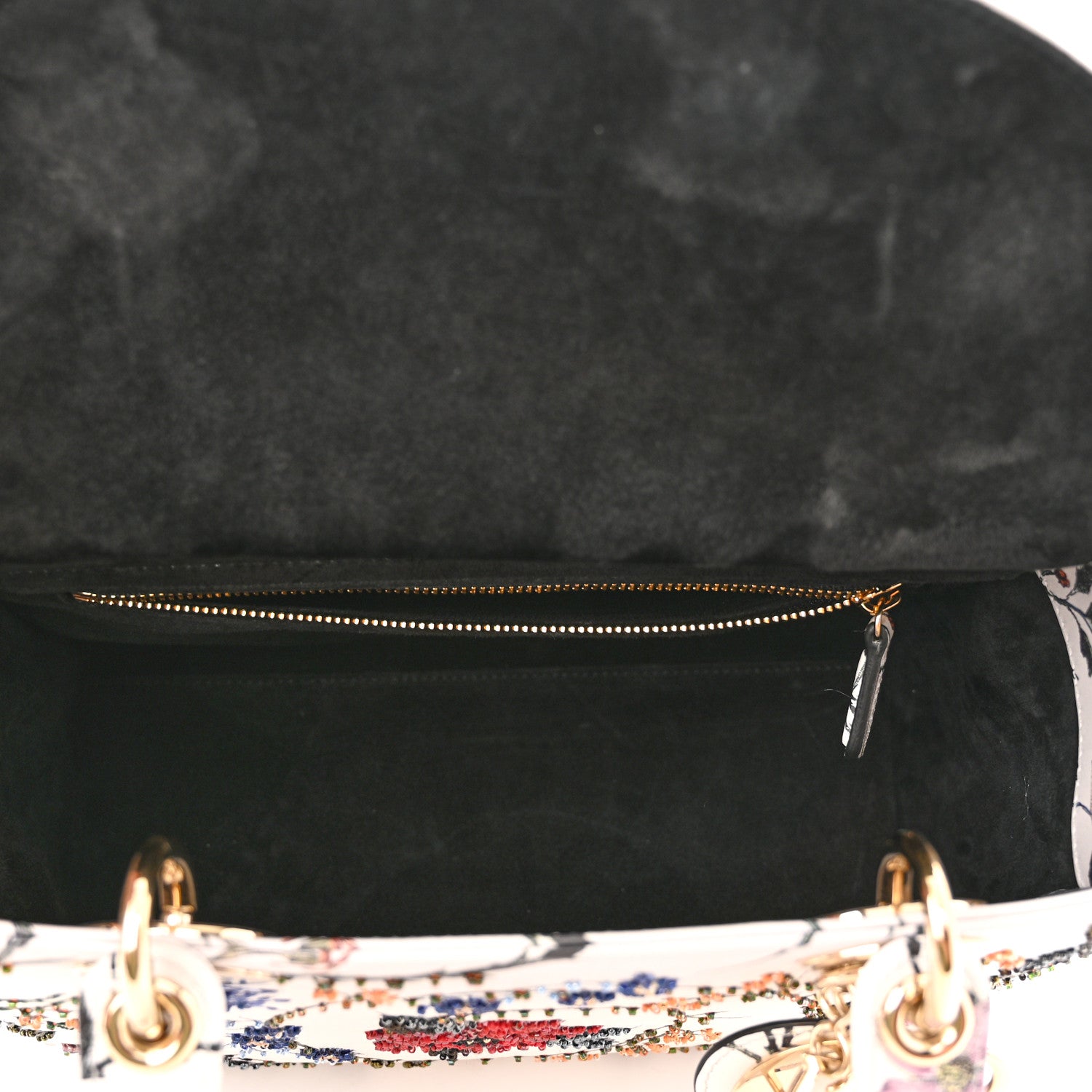 Christian Dior Calfskin Rosa Mutabilis Embroidered Medium Lady Dior White Multicolor 5 of 10