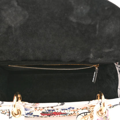 Christian Dior Calfskin Rosa Mutabilis Embroidered Medium Lady Dior White Multicolor 5 of 10
