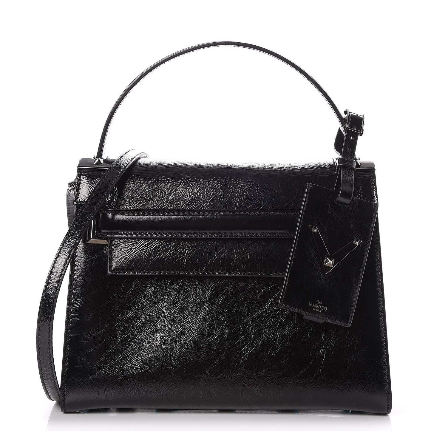 Craquele Calfskin Small My Rockstud Frame Bag Black