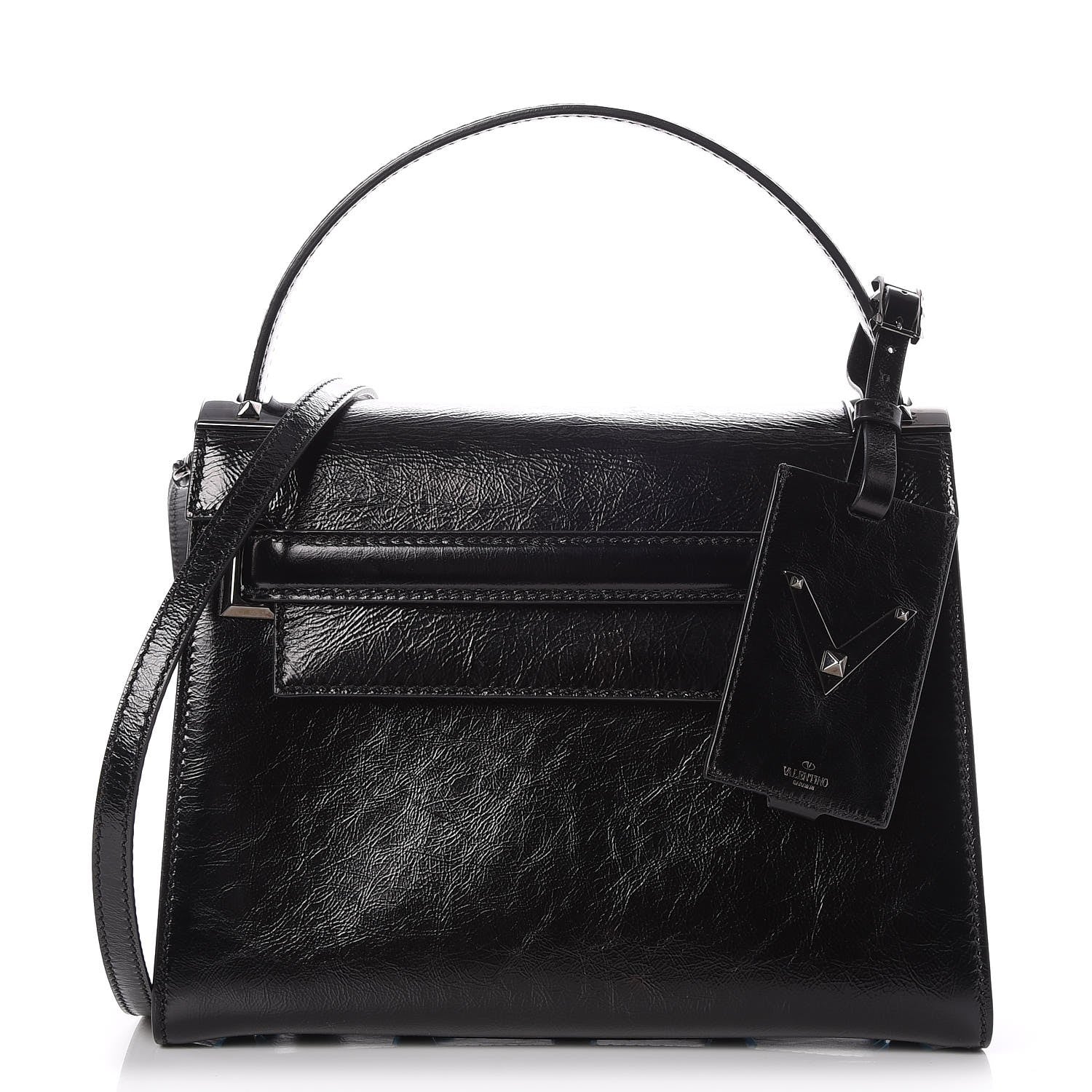 Valentino Garavani Craquele Calfskin Small My Rockstud Frame Bag Black 1 of 6