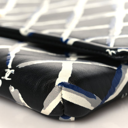Chanel Lambskin Printed Quilt Flap Clutch Black White 9 of 9
