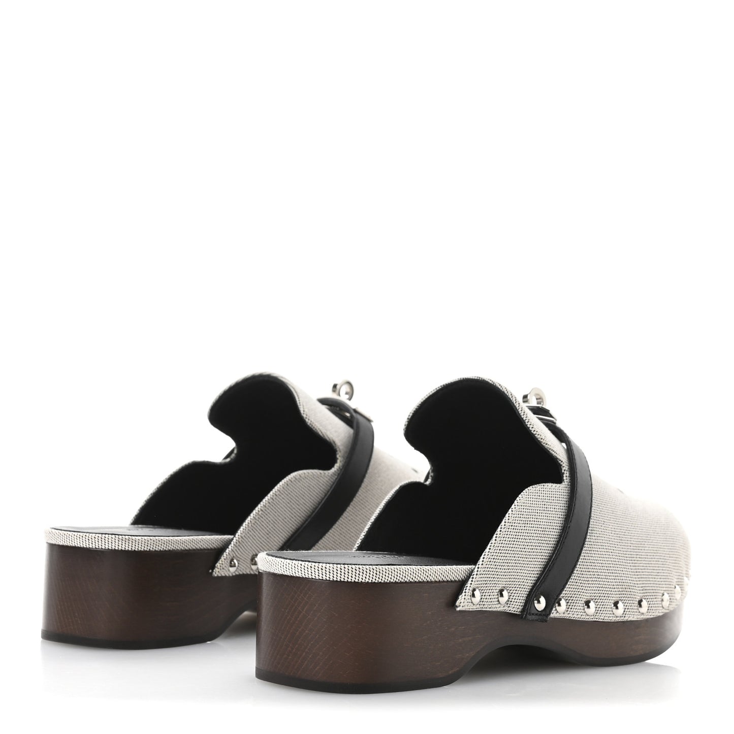 H Canvas Calfskin Carlotta Mules 37 Prunoir Black