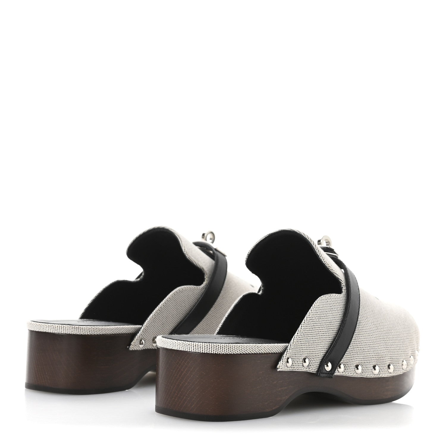 Hermes H Canvas Calfskin Carlotta Mules 37 Prunoir Black 10 of 18