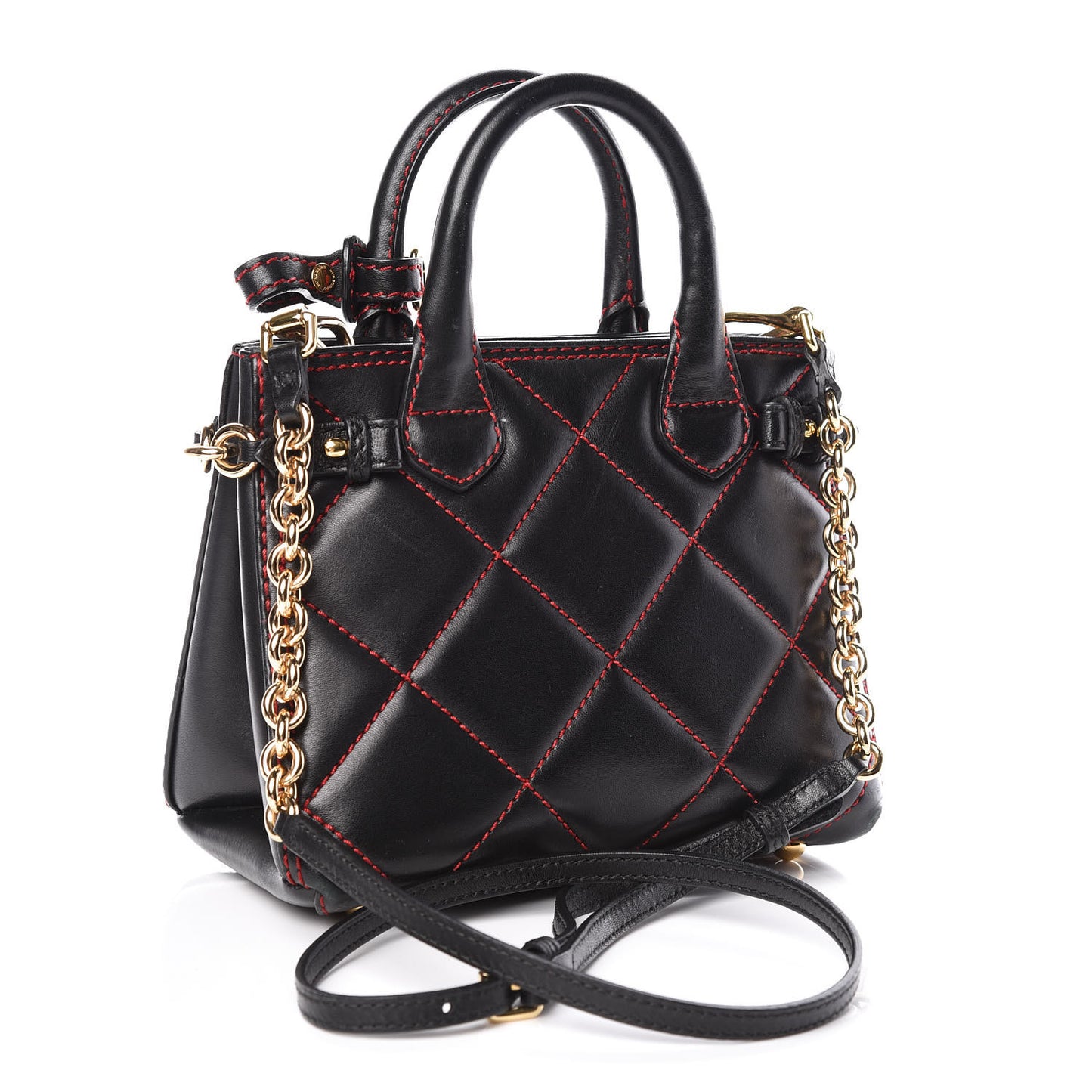 Lambskin Quilted Baby Banner Tote Black