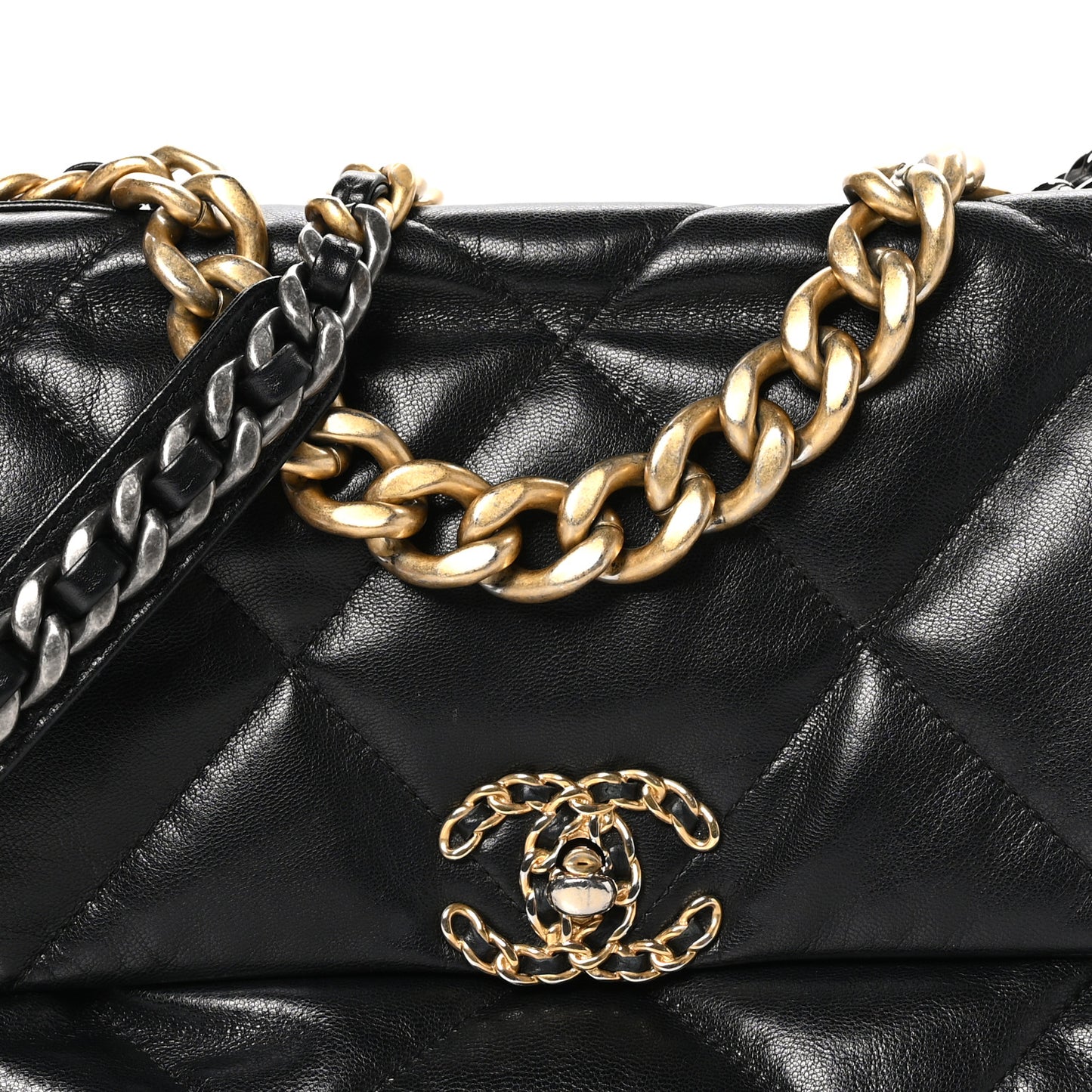 Lambskin Quilted Large Chanel 19 Flap Black