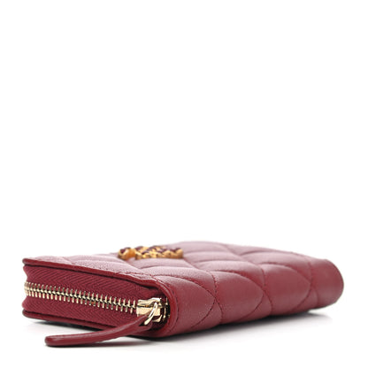 Chanel Lambskin Quilted 19 Zip Around Card Holder Dark Red 3 of 4