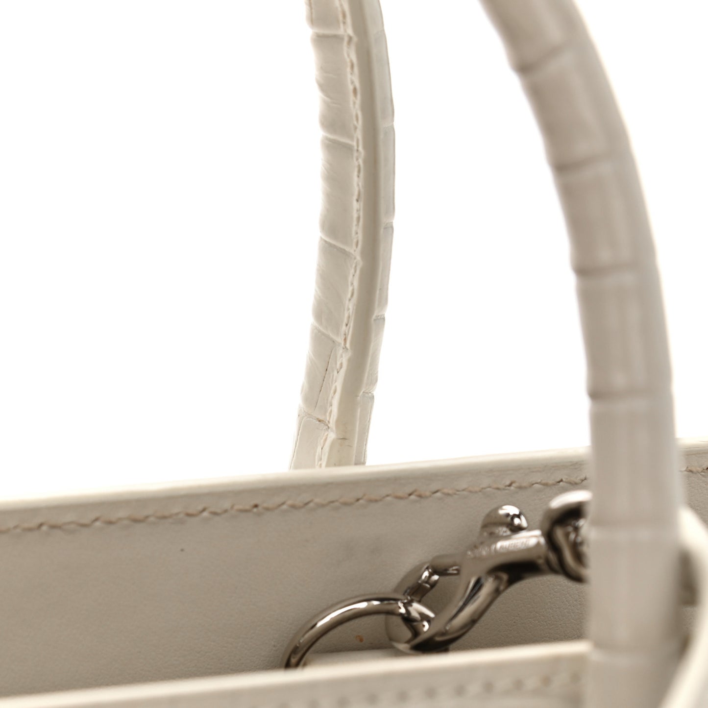 Calfskin Crocodile Embossed Baby Sac De Jour Gris Perle