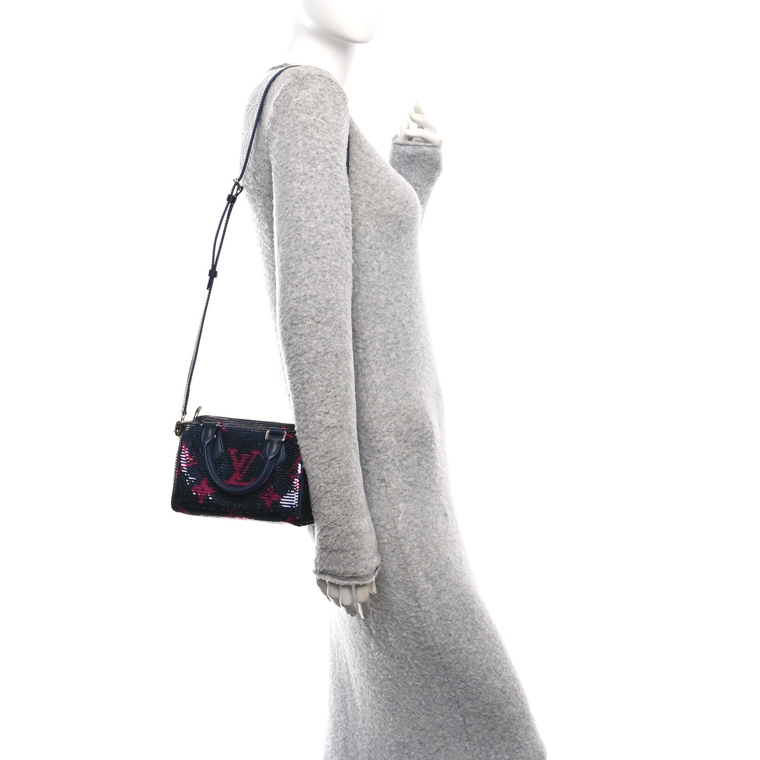 Louis Vuitton Giant Monogram Sequins Speedy Bandouliere 18 Navy Fuchsia 2 of 9