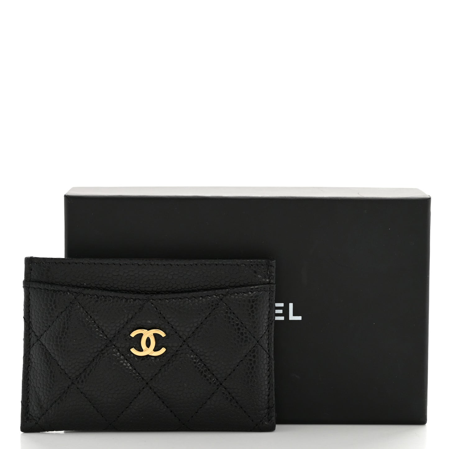 Caviar Quilted Card Holder Black