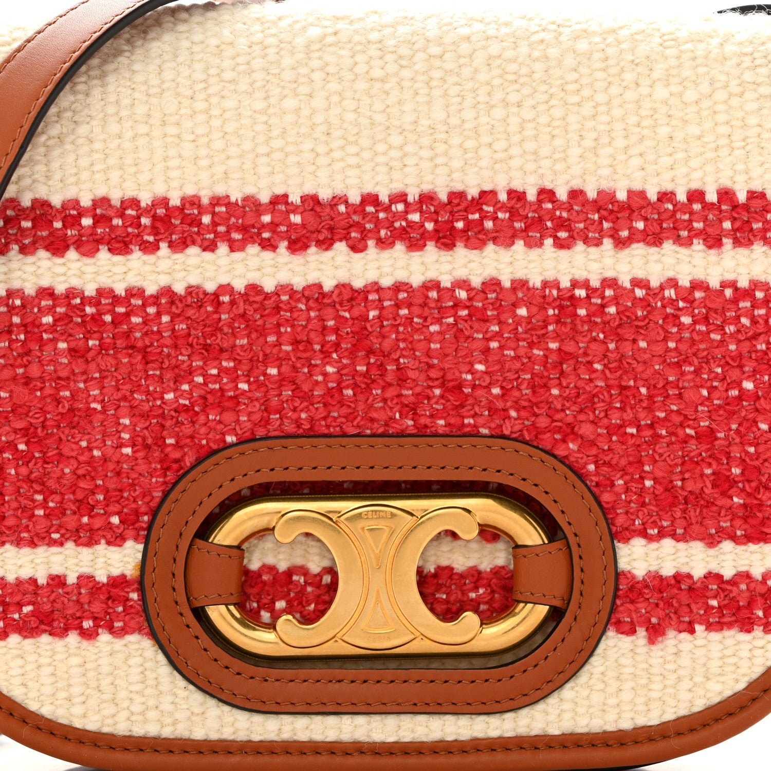 Celine Tweed Medium Maillon Triomphe Red Tan 8 of 10