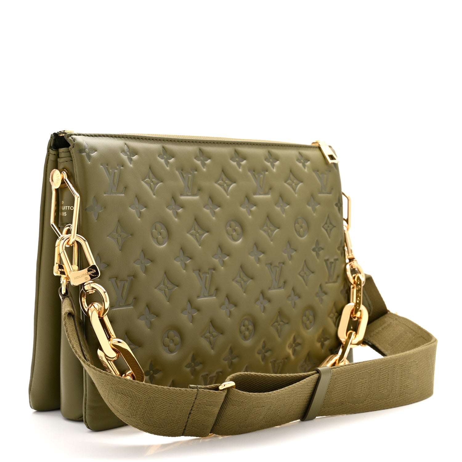 Louis Vuitton Lambskin Embossed Monogram Coussin MM Khaki 3 of 9