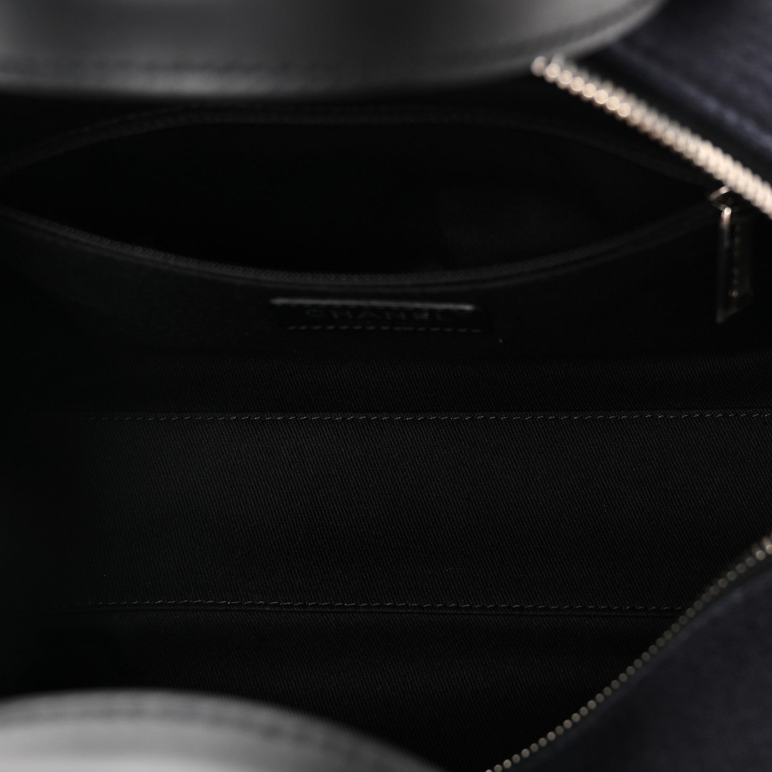 Chanel Mixed Fibers Small Deauville Bowling Bag Navy Blue 5 of 11