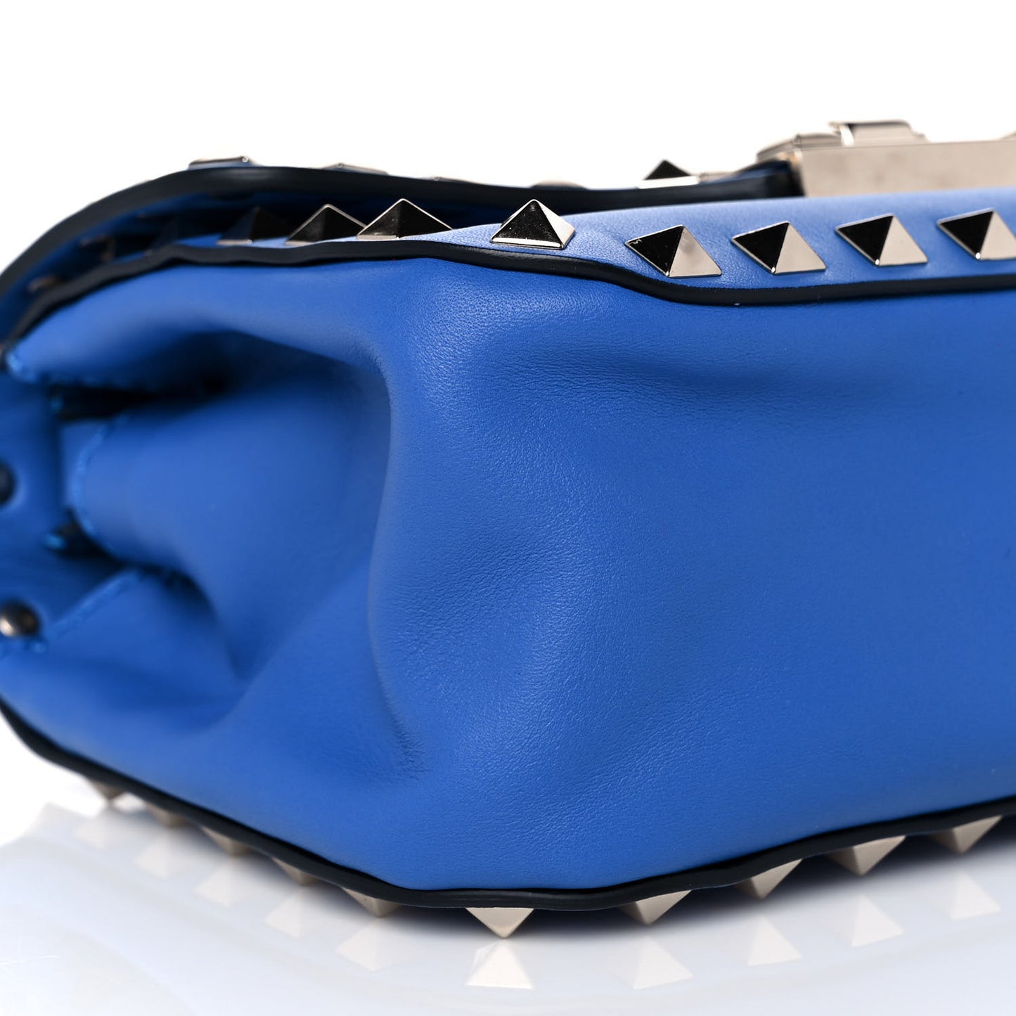 Vitello Mini Rockstud Flap Saddle Crossbody Bag Light Sapphire
