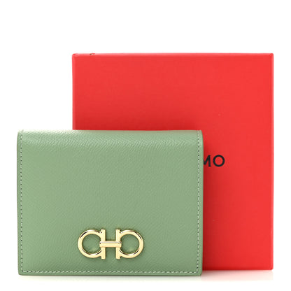 Salvatore Ferragamo Grained Calfskin Folding Wallet Seagrass 7 of 7