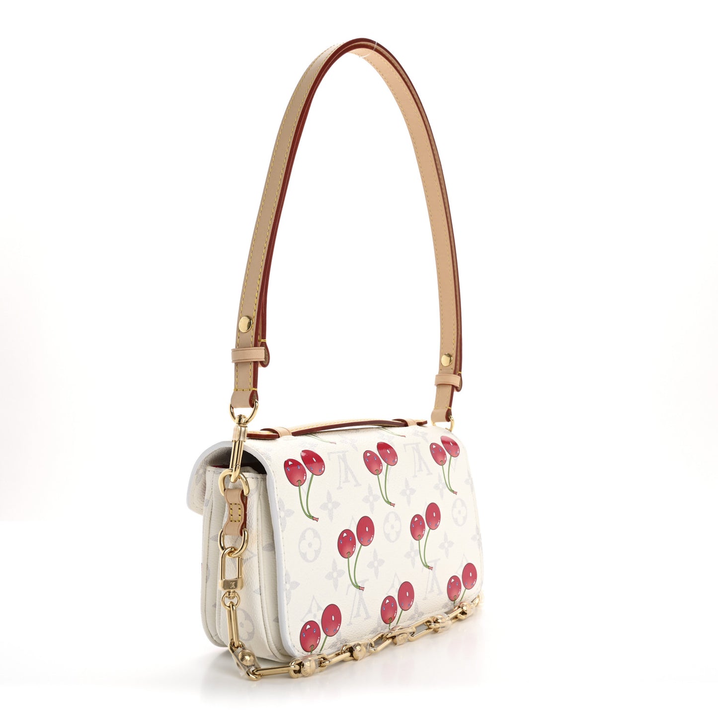 LV X TM Monogram Cerises Pochette Metis East West White