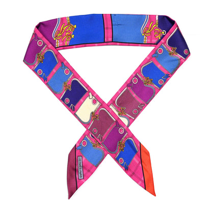 Hermes Silk Camails Twilly Scarf Rouge Violet Marine 1 of 6