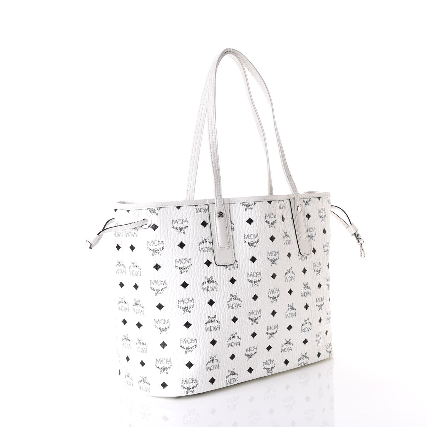 MCM Visetos Medium Liz Reversible Shopper Tote White 4 of 13