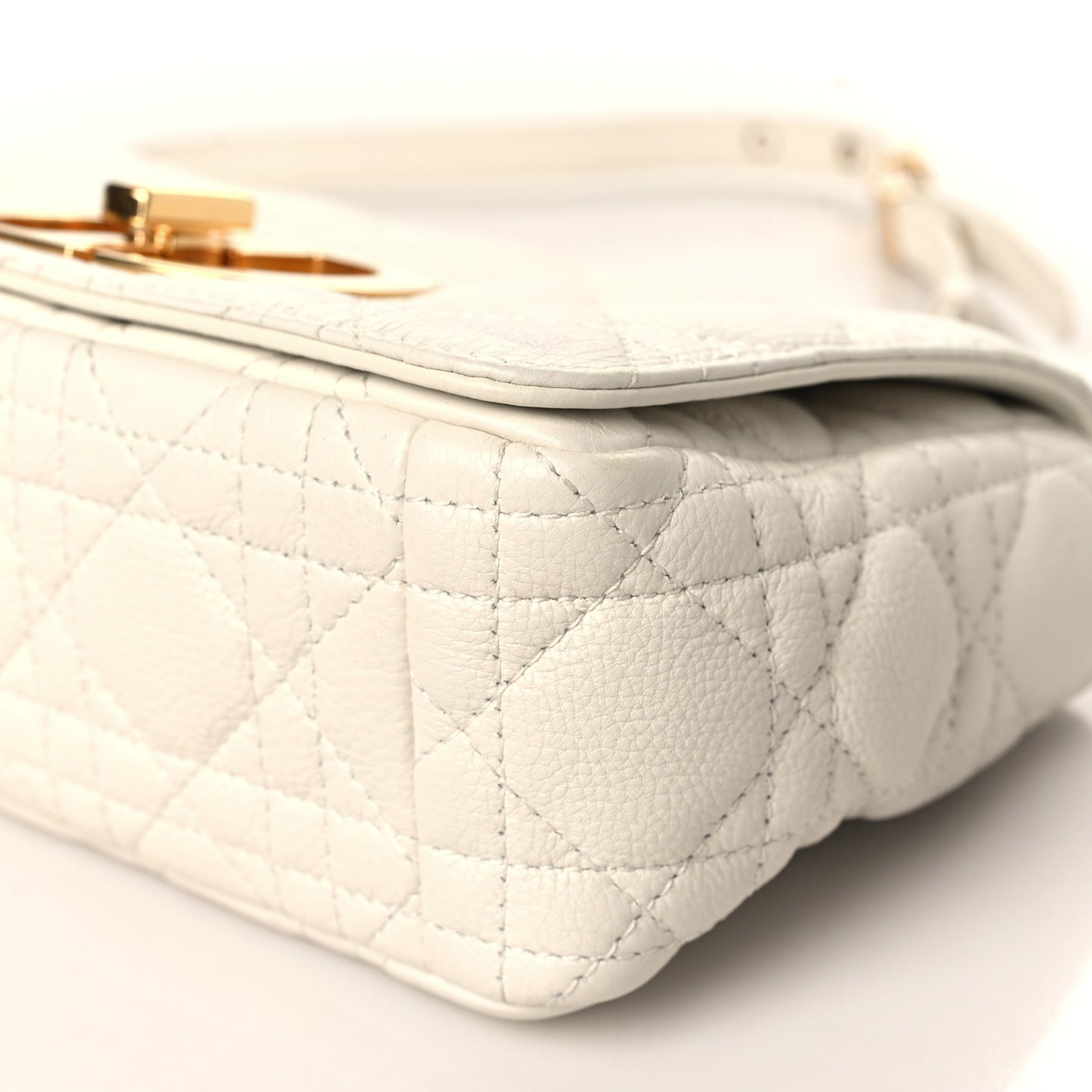 Calfskin Cannage Small Caro Bag Ivory