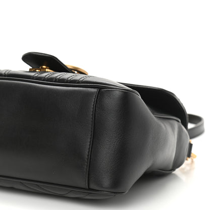 Gucci Calfskin Matelasse Small GG Marmont Top Handle Shoulder Bag Black 10 of 10